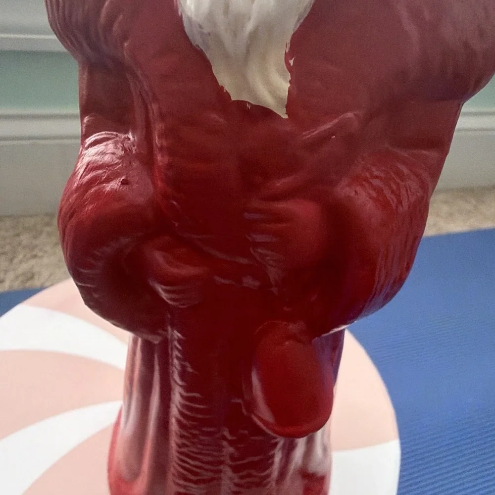 Vintage Mid-Century 1950/1960s African American Santa Blow Mold Figure Signed MD